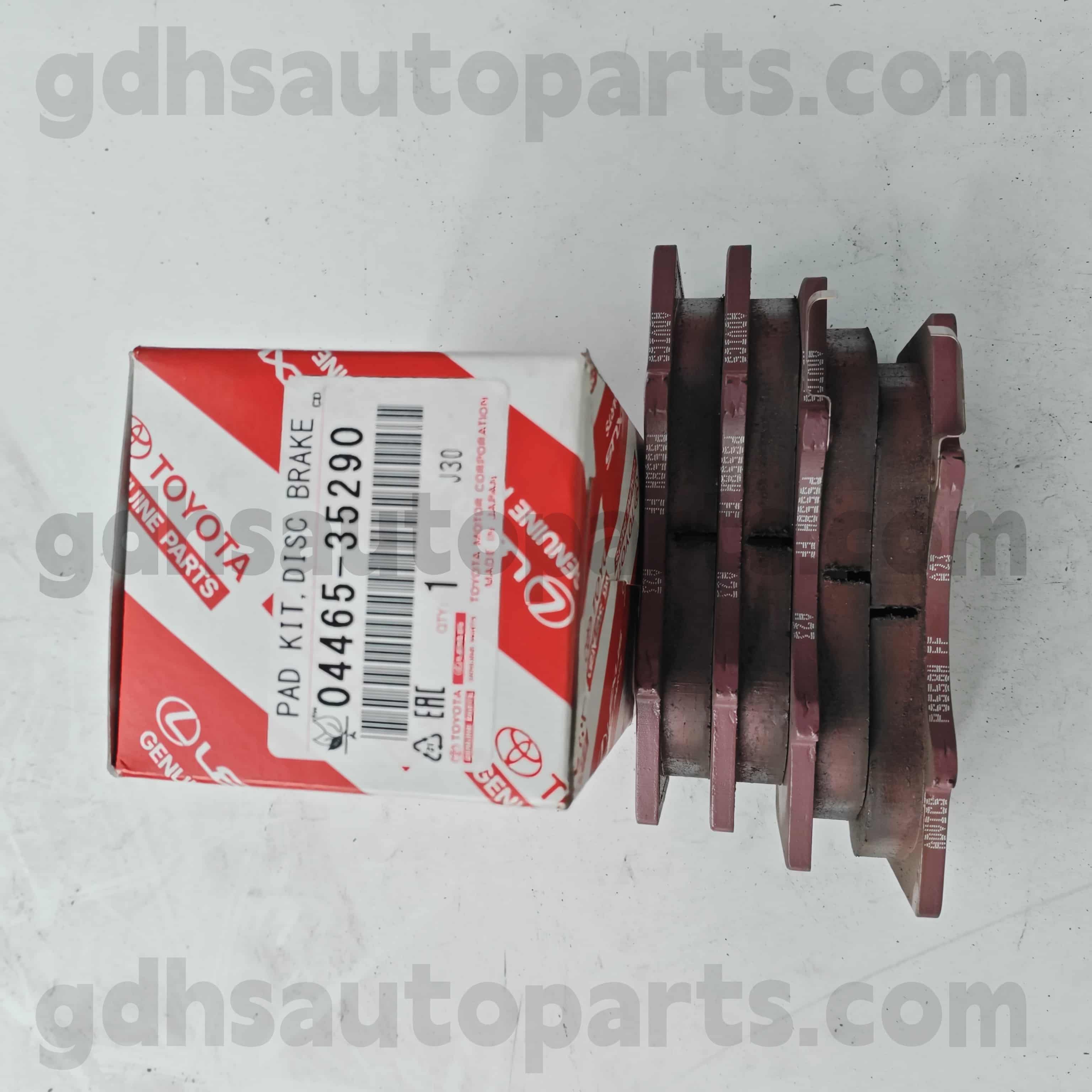 04465-35290 Toyota oryginalne części przednie klocka hamulca dla lądowego Prado 、 Fortuner 、 FJ Cruiser 、 Hilux 、 Sequoia Chassis No.grj12#, KDJ120, KZJ120, LJ12#, RZJ12#, Trj12#.. Arl, GCC, gn.